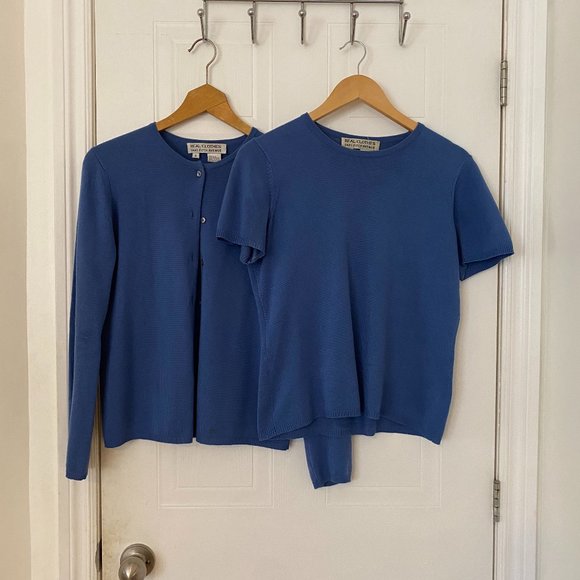 Vintage Saks Fifth Avenue Silk & Cashmere Sweater Set / Size Small - Picture 1 of 4